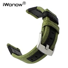 Ремешок для часов, из нейлона и натуральной кожи, 20 мм, 22 мм, 24 мм