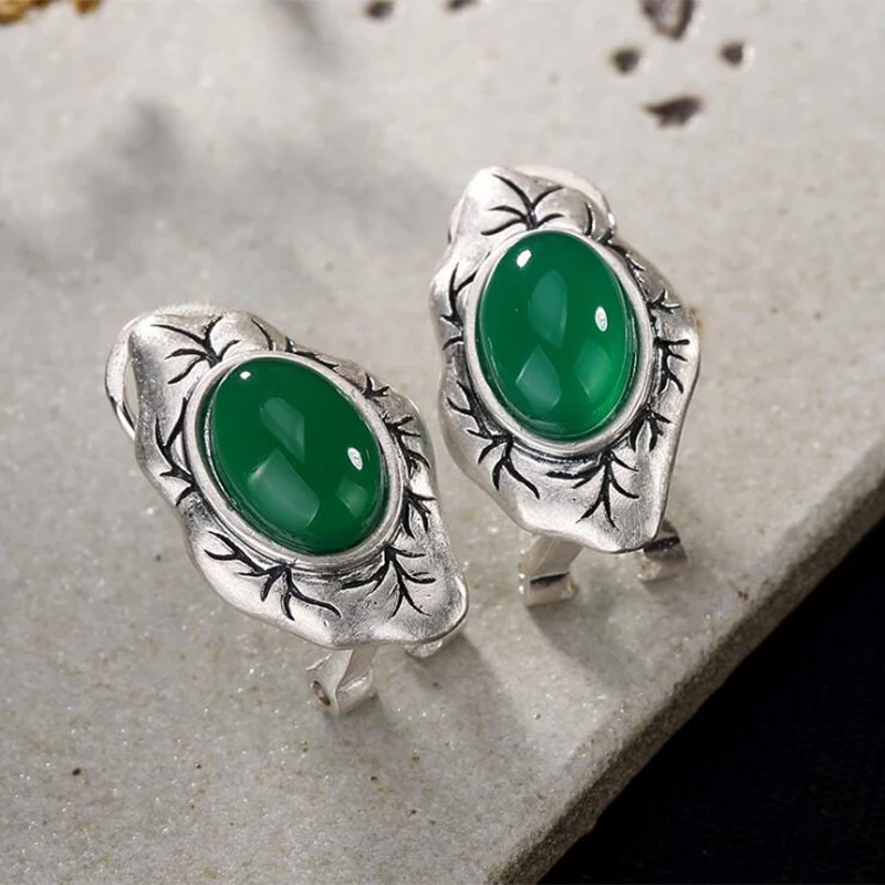 Женские серьги-гвоздики из серебра 2019 пробы с мозаичным халцедоном