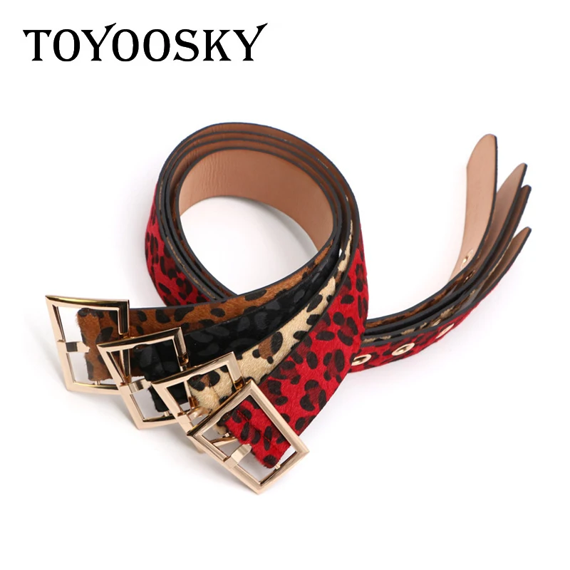 

2019 Leopard Woman Belt PU Fashion Leopard Sexy Black Wide Unisex Belt for Women Alloy Square Pin Buckle Luxury Designer Brand