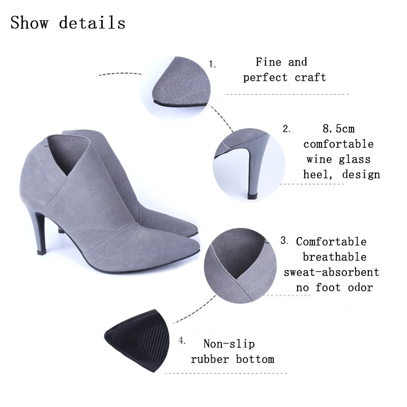 Женские ботинки на высоком каблуке; большие Size34-41Fashion; женские ботинки на высоком каблуке; модные ботинки для молодых девушек; тканевые Ботинки на каблуке 8,5 см; L33