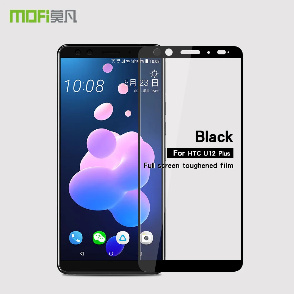 Black Для htc U12 Plus закаленное стекло MOFI для htc U12 Plus Защитное стекло для экрана полное покрытие белый чехол для htc U12 Plus пленка для телефона - Цвет: Black