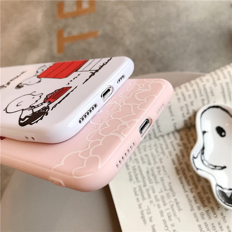 WTSZKL сплошной цвет чехол для телефона Snoopy iphone 6 7 8 x xs xr max 6s plus Apple мультфильм милый