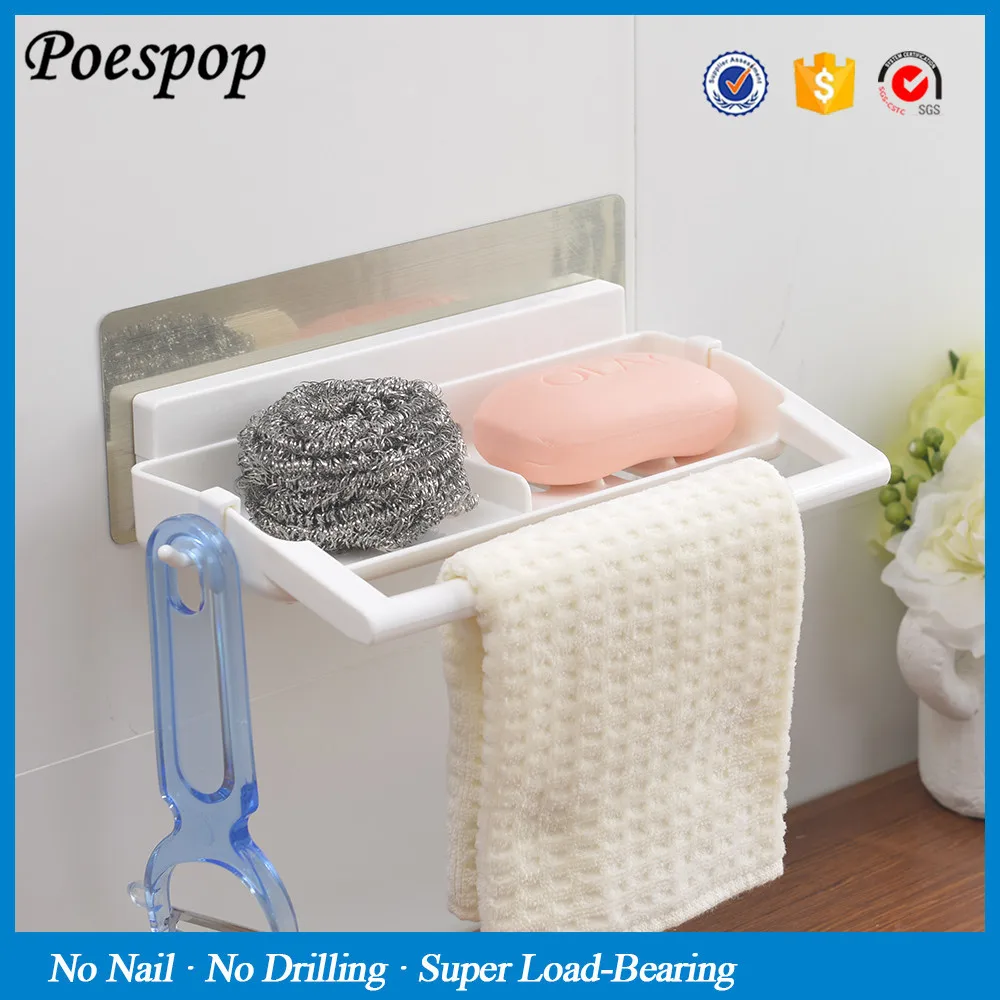 POSEPOP Bathroom Corner Shelf Sucker Suction Cup Plastic Shower Basket Kitchen Wall Rack Room Holder With Towel Bar | Обустройство