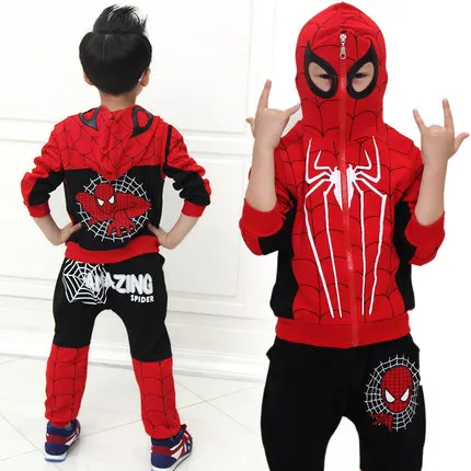Комплекты одежды для мальчиков человек-паук 3 шт./комплект пальто + жилет брюки