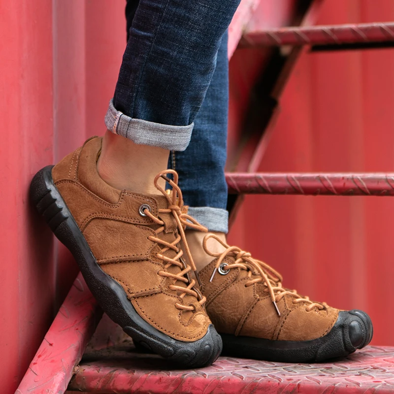 

Natural Leather Shoes Men High Quality Comfort Casual Shoes Flats Handmade Footwear Nonslip Rubber Men Shoes Dropshipping