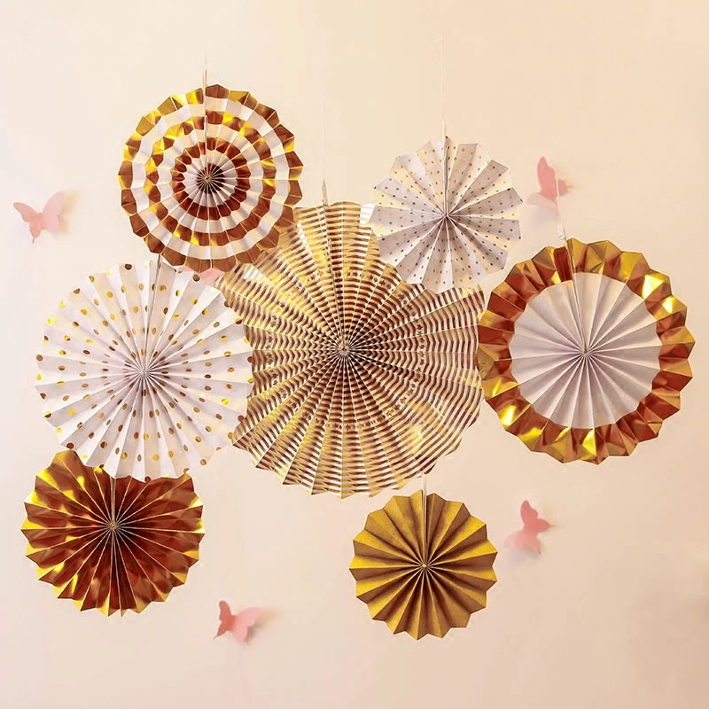 8 шт. золотые и Серебристые вечерние фоны для дня рождения веерный Набор детского