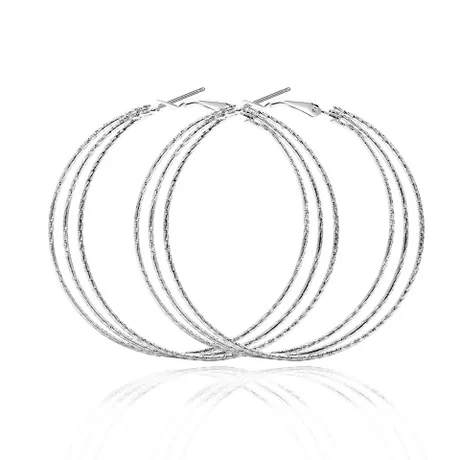Three circles Новые трендовые 925 пробы серебряные Простые Модные круглые серьги-кольца 3,5 см/5 см для женщин, хорошее ювелирное изделие - Окраска металла: Three circles
