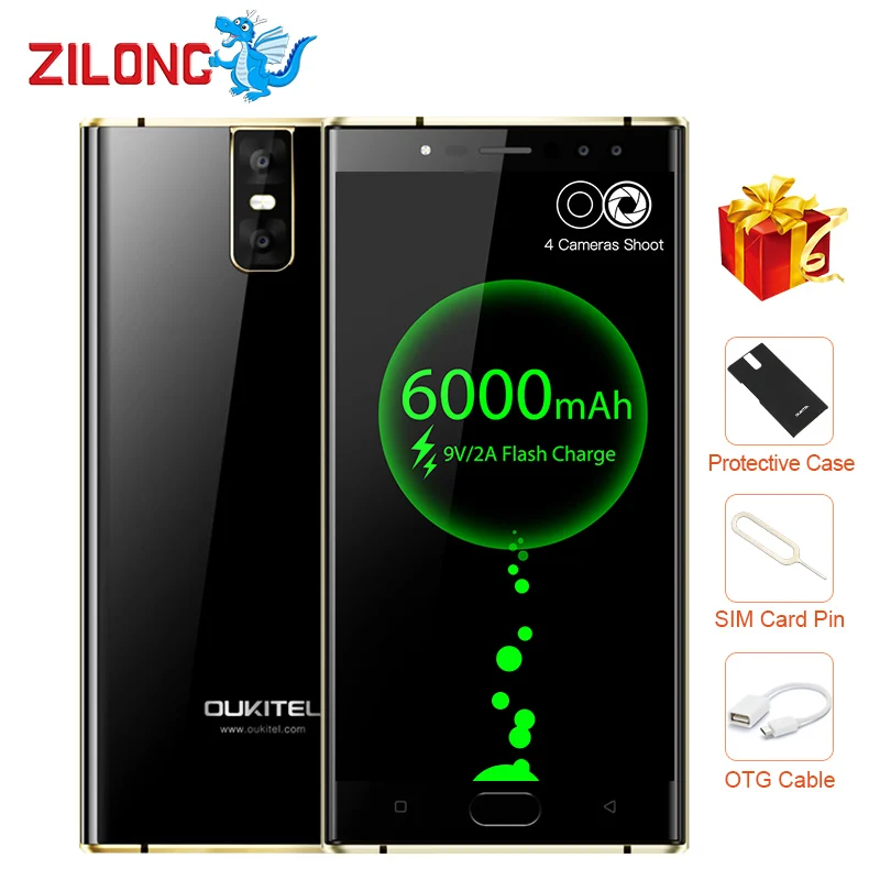 Oukitel K3 16MP 4 камеры 6000 мАч 4G мобильный телефон mtk6750t восемь ядер B 6 5 &quotAndroid 7 0 OTG Touch ID