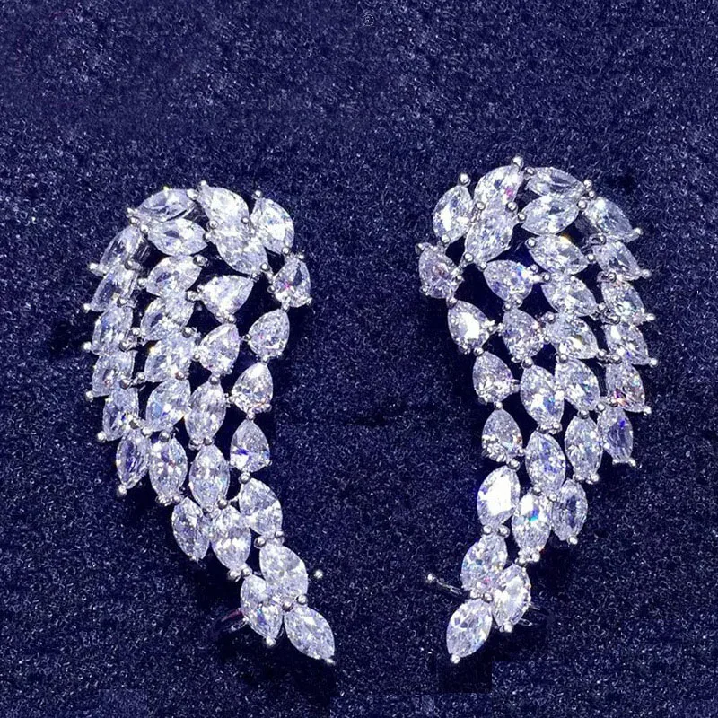 

Brand new Elegant AAA cubic zircon angel wing otica clip women statement stud earrings Korean jewelry