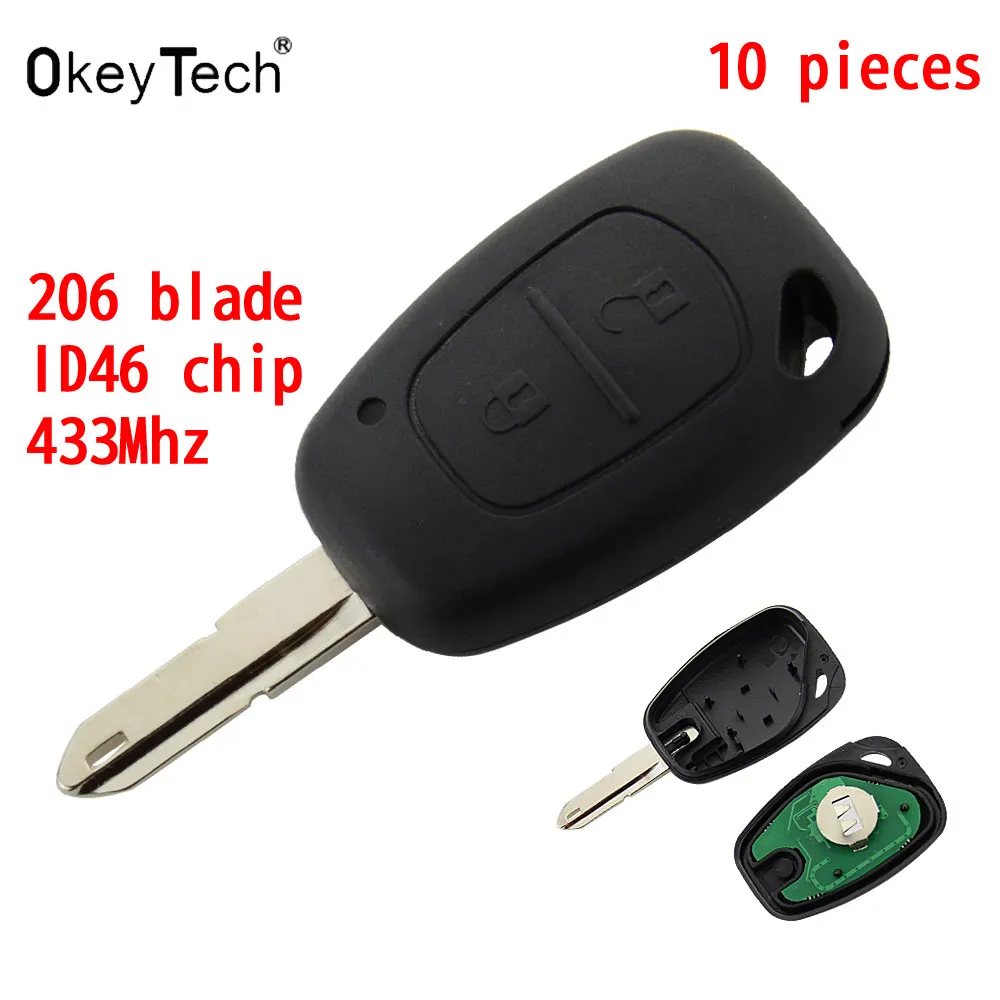 OkeyTech 2 кнопки дистанционный Автомобильный ключ PCF7946 ID46 чип transмистер для Renault Key