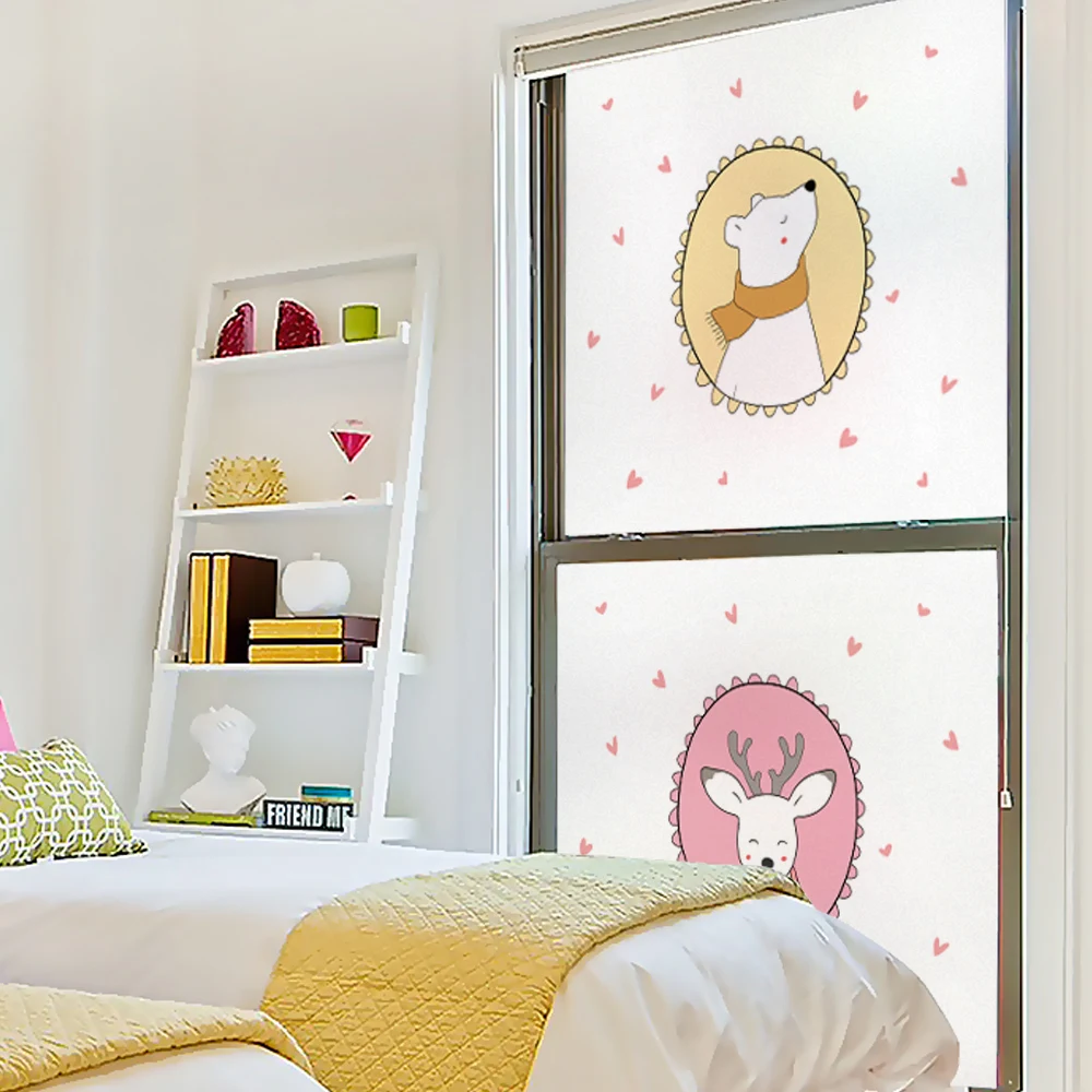 3Kinds Bear With Deer Fashion Cartoon Window Decorative Films Dicor Brand No Glue Static Glass Film Removable High Quality Vinyl | Дом и сад