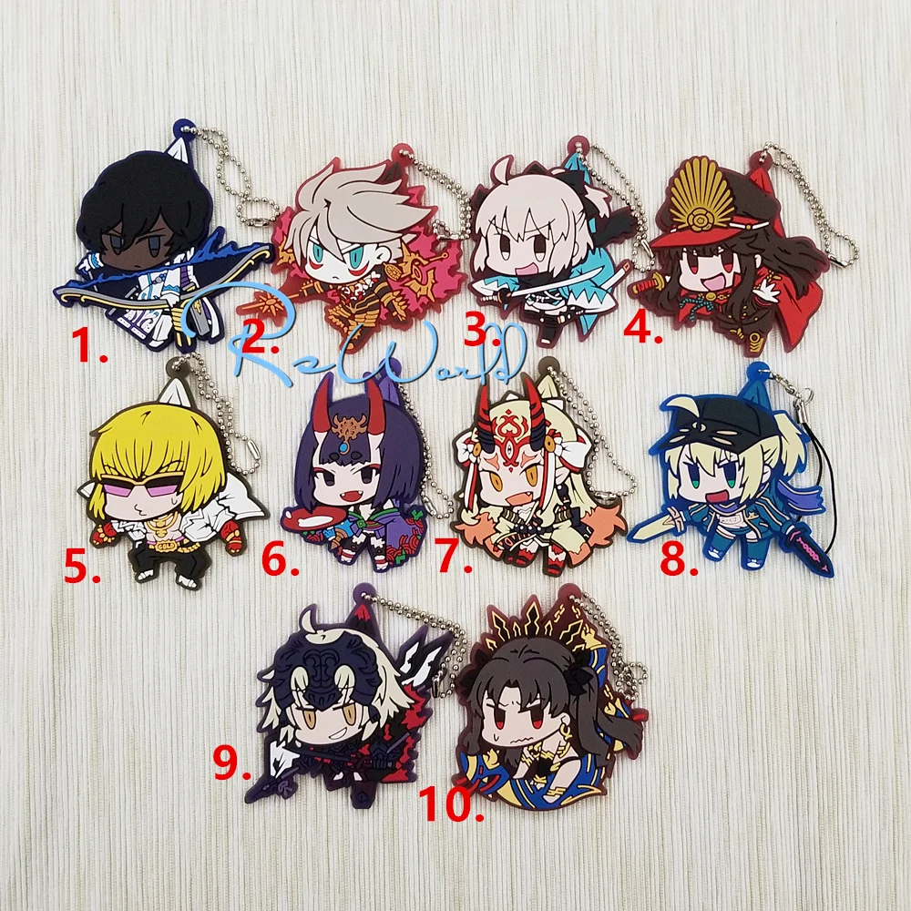 Fate/Grand Order Anime Arjuna Karuna Okita Souji Golden Shuten Ibaraki Doji X Alter Joan of Arc Ishtar Rubber Strap Keychain | Украшения и