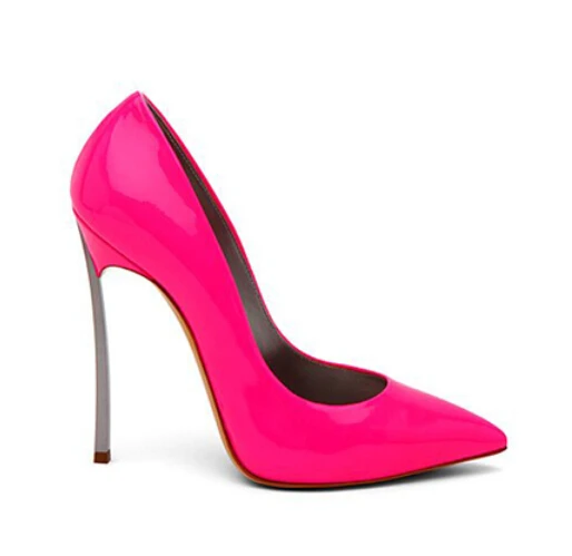 Женское пикантное Брендовое платье цвета фуксии из лакированной кожи туфли