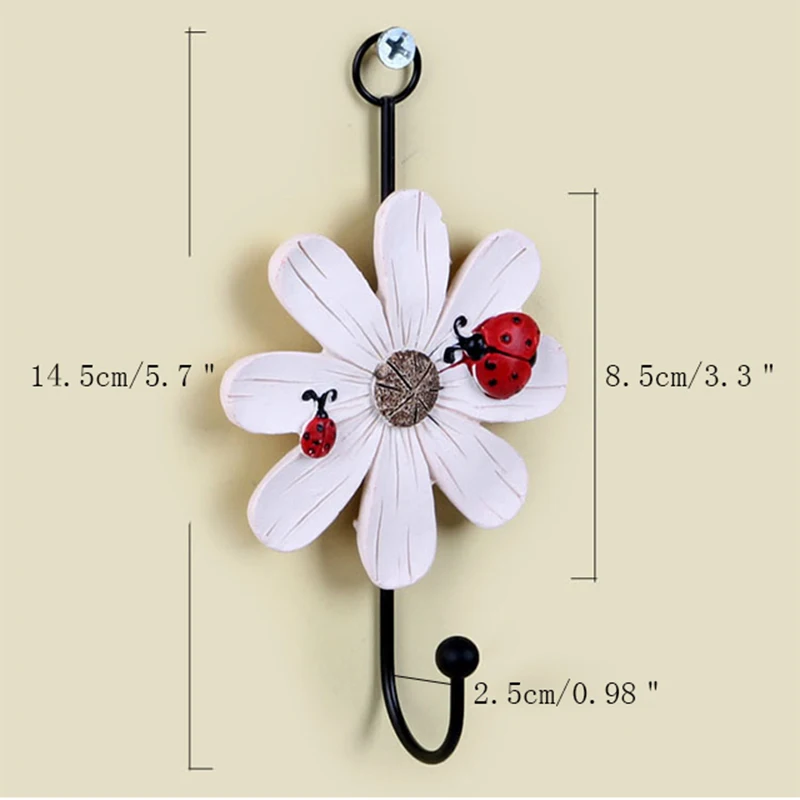 European Resin Flower Hook Ornaments Creative Clothing Store Door Wall Decoration Coat Key Holder Household Hanger Hooks | Дом и сад