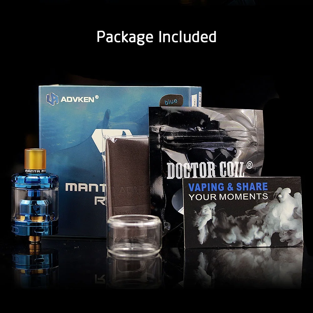 Оригинальный Advken Manta MTL RTA 24 мм с одной катушкой вместимостью 2/3 мл позолоченная