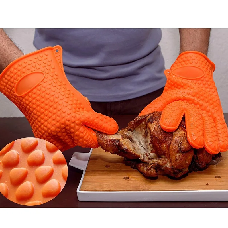 

2 pcs/pair BBQ Glove Kitchen Grilling Oven Mitts Non Stick Pot Heat Proof Resistant Roaster Mitt Pot Baking Tool