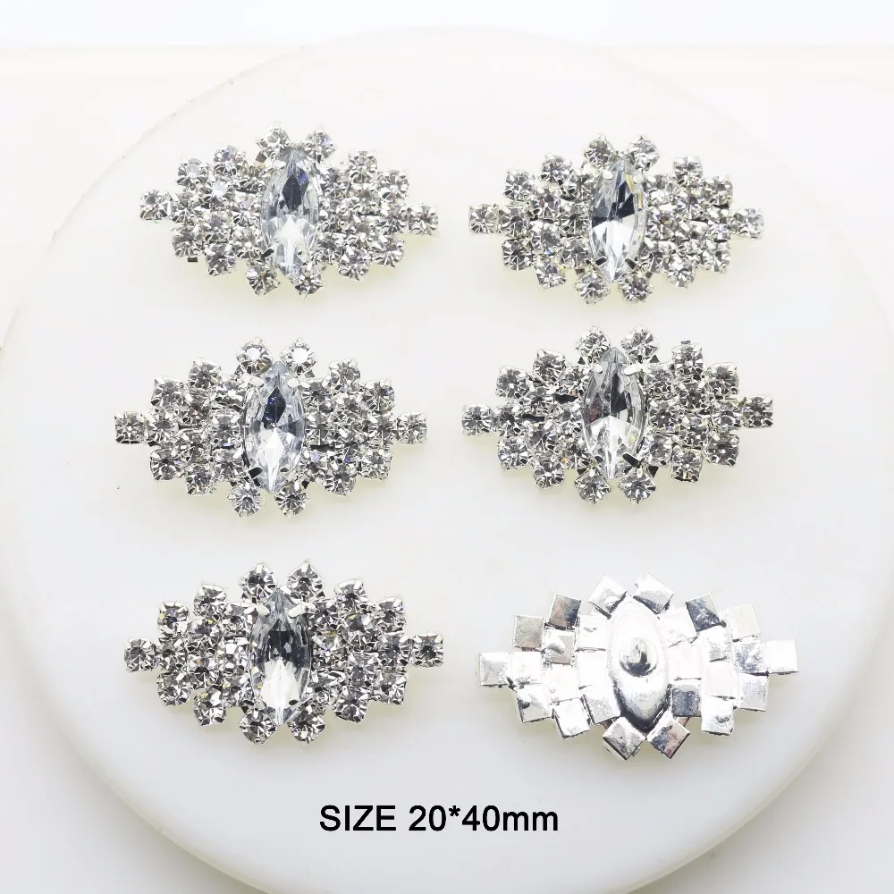 5 шт./лот прямоугольная пуговица со стразами ювелирные изделия Металлическая