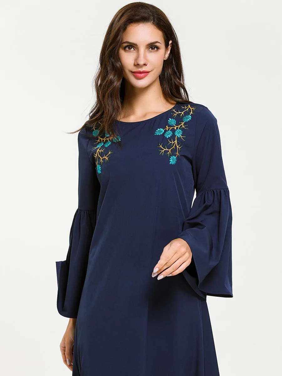 Женская Абая для мусульман Дубай новый стиль с расклешенными рукавами длинное