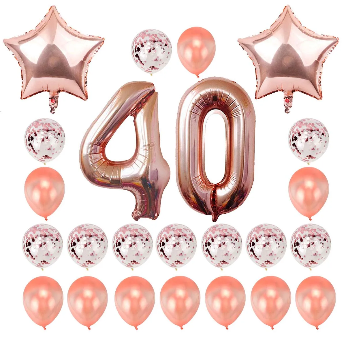 24pcs rose gold 40 24 шт. 30 40 50 60 70 Фольга воздушные шары для дня рождения реквизит для фотографий 30th 40th 50th 60th лет фотобанк украшения для взрослых - Цвет: 24pcs rose gold 40