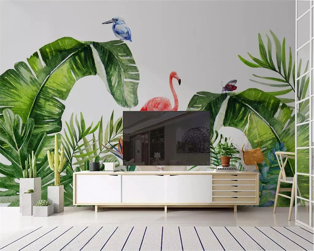 3D фотообои на заказ фреска обои Северный тропический завод Фламинго фон