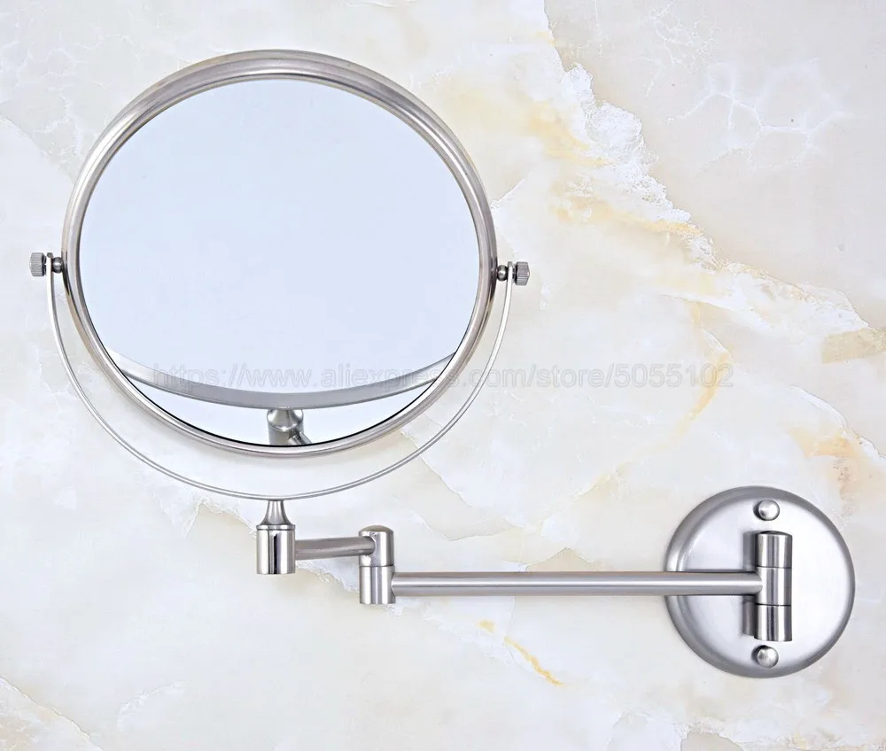 Double Side Bathroom Folding Brass Shave Makeup Mirror Brushed Nickel Wall Mounted Dual Arm Extend Bath zba636 | Обустройство дома