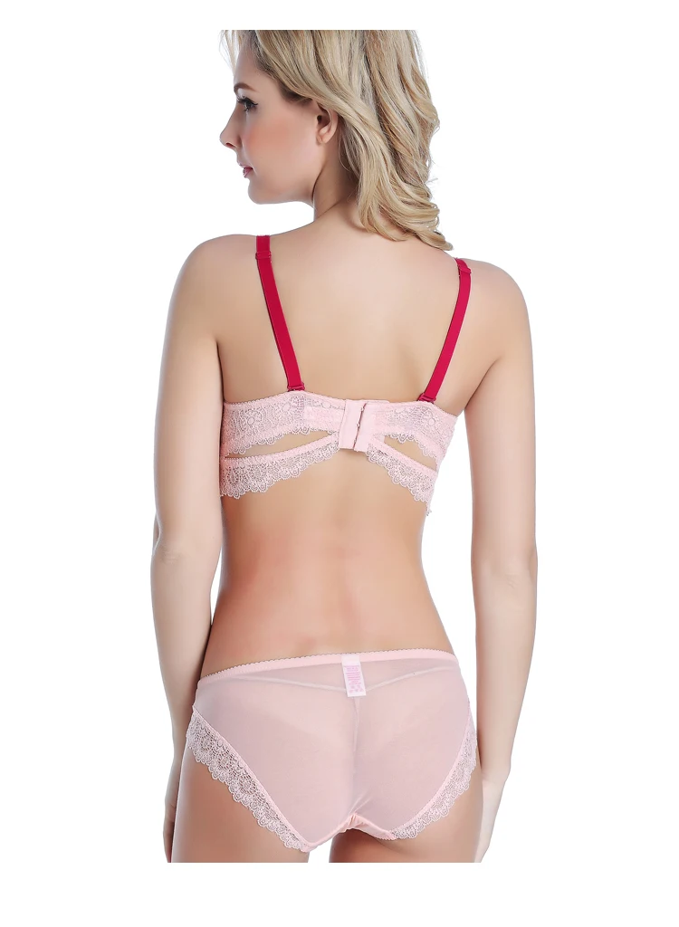 Temptation sexy plus size lace bra fashion cover deep V-neck push up to collect the furu women's set of underwear and underpants | Женская