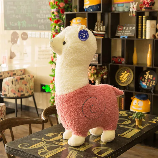 Pink Color Прекрасный 38 см белый Альпака лама плюшевые игрушки куклы животных чучело куклы японские мягкие плюшевые Alpacasso для детей подарки на день рождения - Цвет: Pink Color