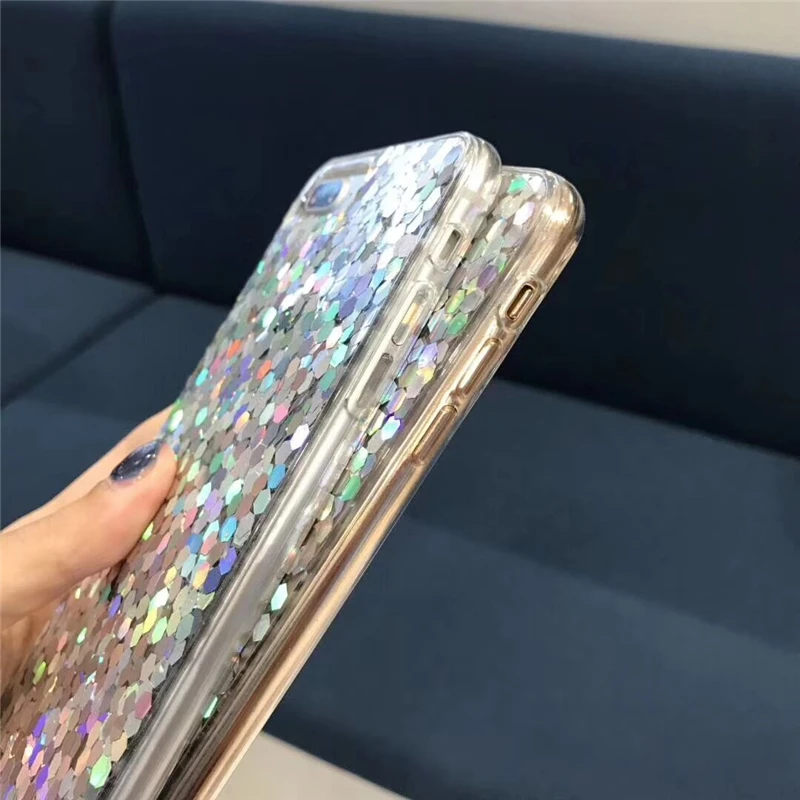 Для iphone 6 6S 8 Plus X XR XS MAX 7 чехол с кристаллом для телефона блестками Мягкий