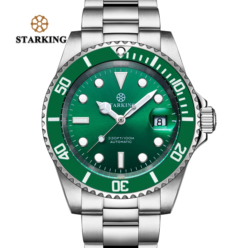 28800bph AM0261SS14 STARKING мужские часы 100 м водостойкие часы с зеленым призраком модные механические часы с автоматической датой светящиеся наручные часы - Цвет: 28800bph AM0261SS14