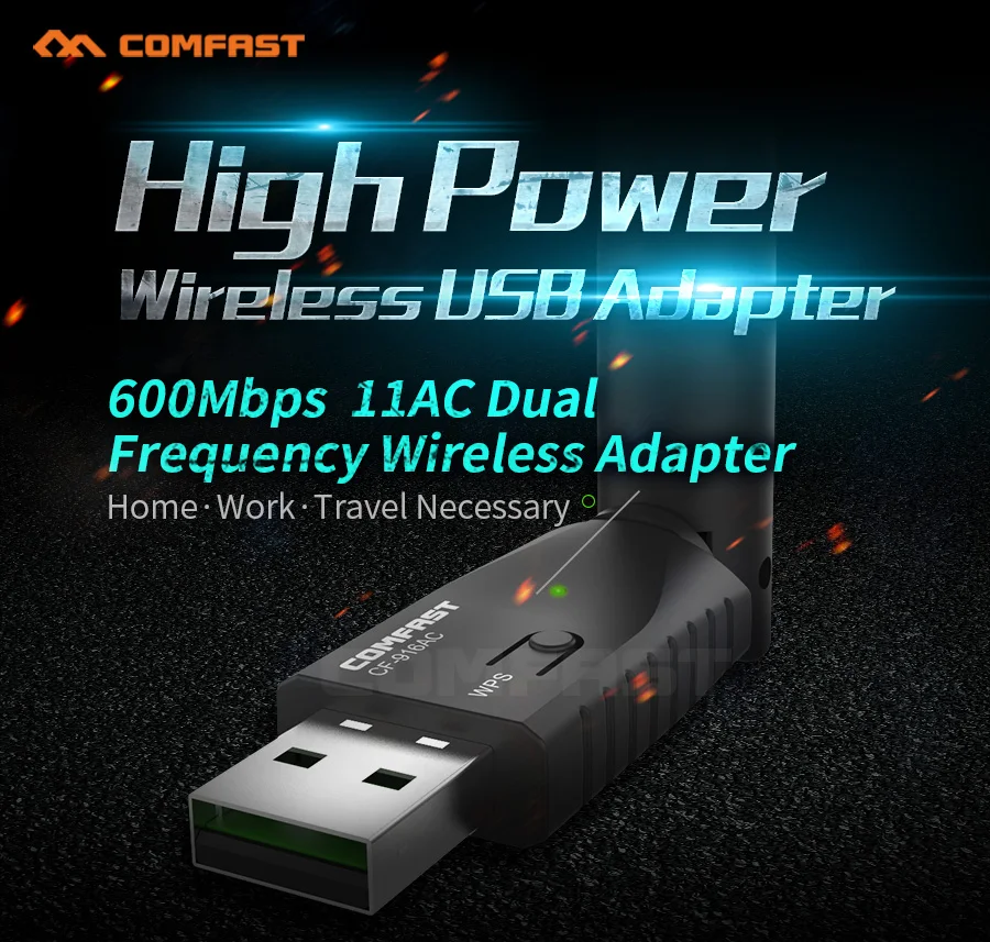 COMFAST AC600 600Mbps USB wi fi Adaptor 802.11AC WiFi Receiver 2.4G/5G Wireless Network Card with wi-fi antenna WPS button | Компьютеры и
