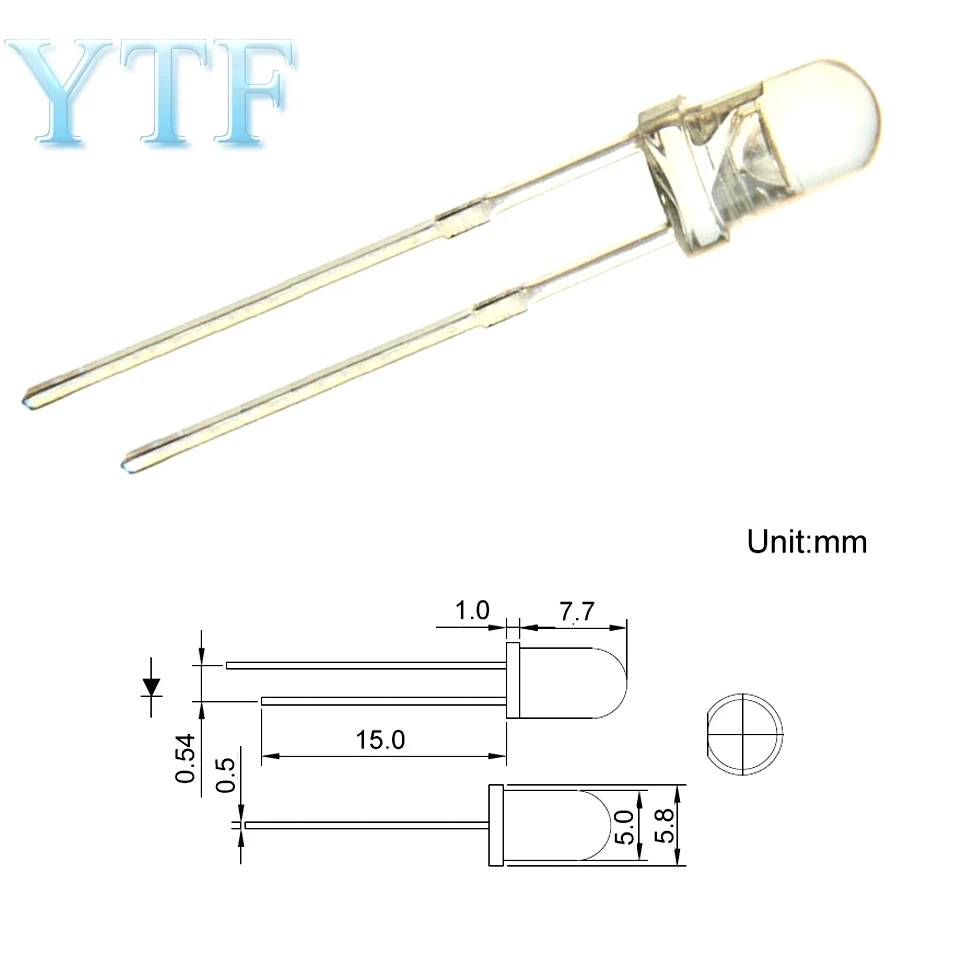 100pcs 5mm LED Warm White Transparent Ultra Bright 3000K Round 5 mm Light Emitting Diode Lamp Through Hole | Компьютеры и офис
