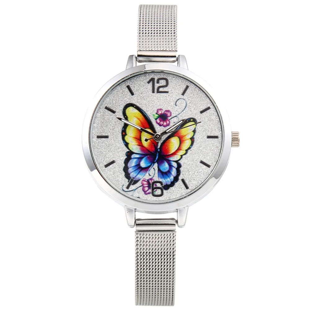 Женские часы Новинка 2017 года Для женщин серебро Нержавеющая сталь тонкая сетка