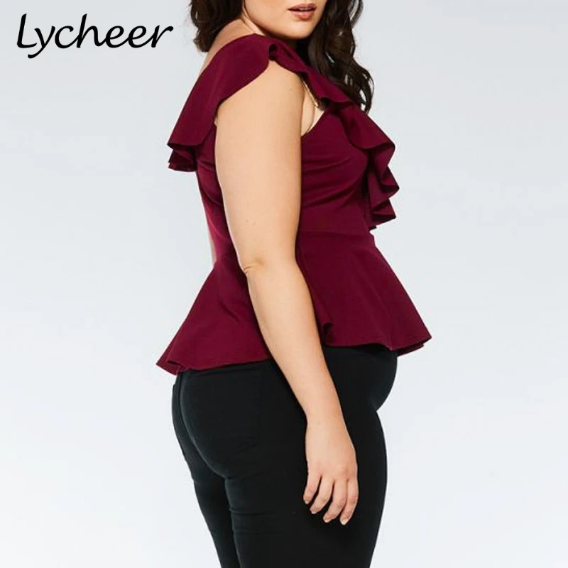 Женский трикотажный топ с оборками Lycheer повседневный облегающий открытыми
