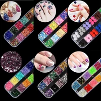 new 1 wheel glass micro rhinestones glitter nail sequins 12 colors crushed stones for uv gel polish decorations accessories r04