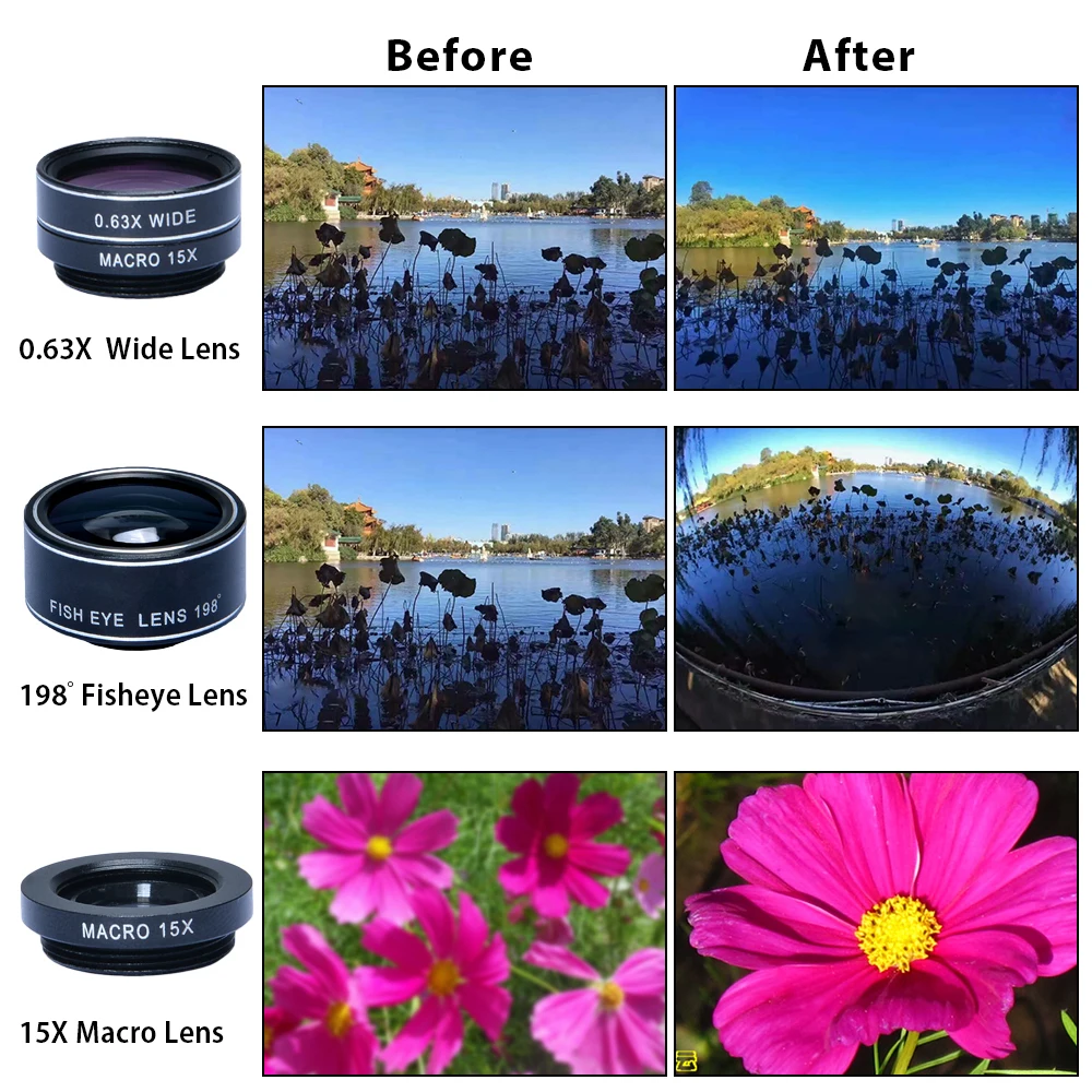 4 в 1 объектив камеры комплект рыбий глаз + широкоугольный макро 10x телескоп