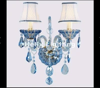 modern european blue color k9 crystal wall lamp luxury bedroom bedside wall candle e14 k9 crystal wall scones ac 100 guaranteed