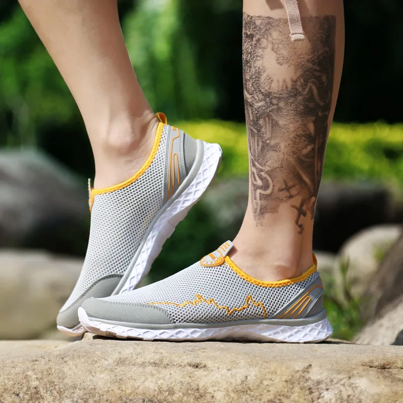 Men shoes sneakers Summer Beach Mesh Casual Shoes Slip-On light Breathable Handy Flats Zapatillas comfortable Size 39-46 | Обувь