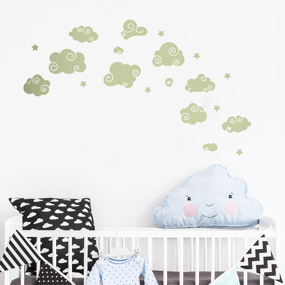 

Unique Clouds Design Baby Nursery Wall Decal Vinyl Removable Stickers Creative Self-Adhesive DIY Wall Sticker Home Decor LC232