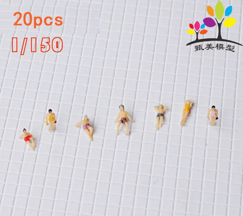 20 unids / Plastic Pack assortment 1: 75 models Painted Sea Beach swimming people figures model railway Landscape Design Toys |