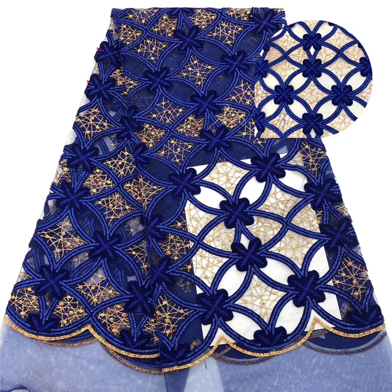 VILLIEA latest Nigerian French Velvet Lace Fabric Embroidered High Quality African 2018 Royal Blue | Дом и сад