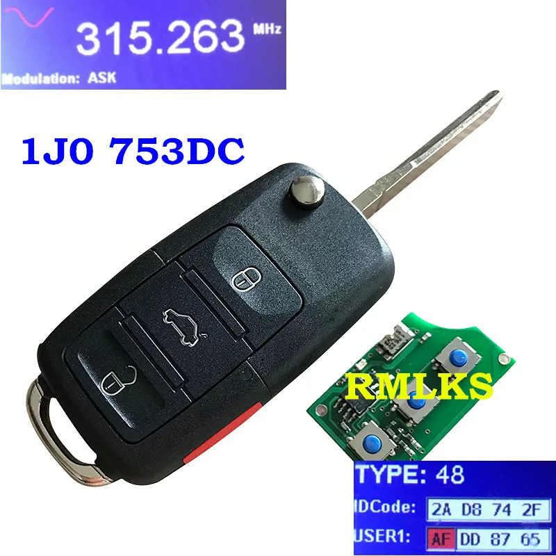 Лидер продаж ASK HL01J0959753AM 753DC 315 МГц ID48 4B откидная оболочка ключа дистанционного