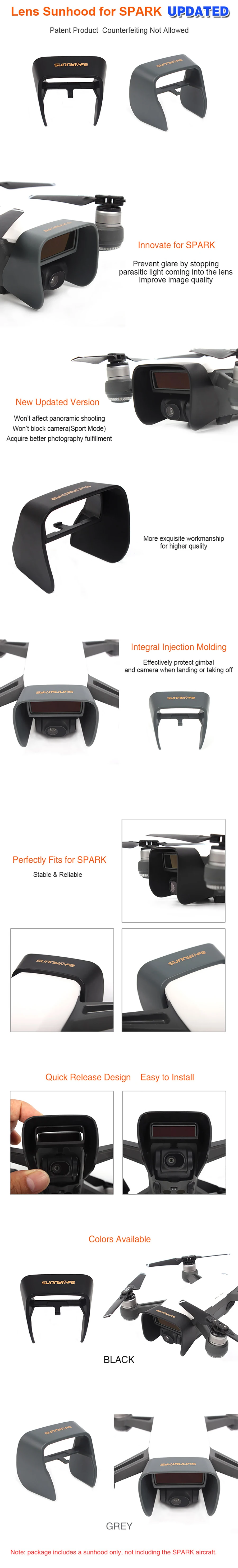 Для DJI Spark Gimbal чехол для объектива камеры солнцезащитный капюшон обновленная Защитная крышка Солнцезащитная Крышка для DJI Spark аксессуары