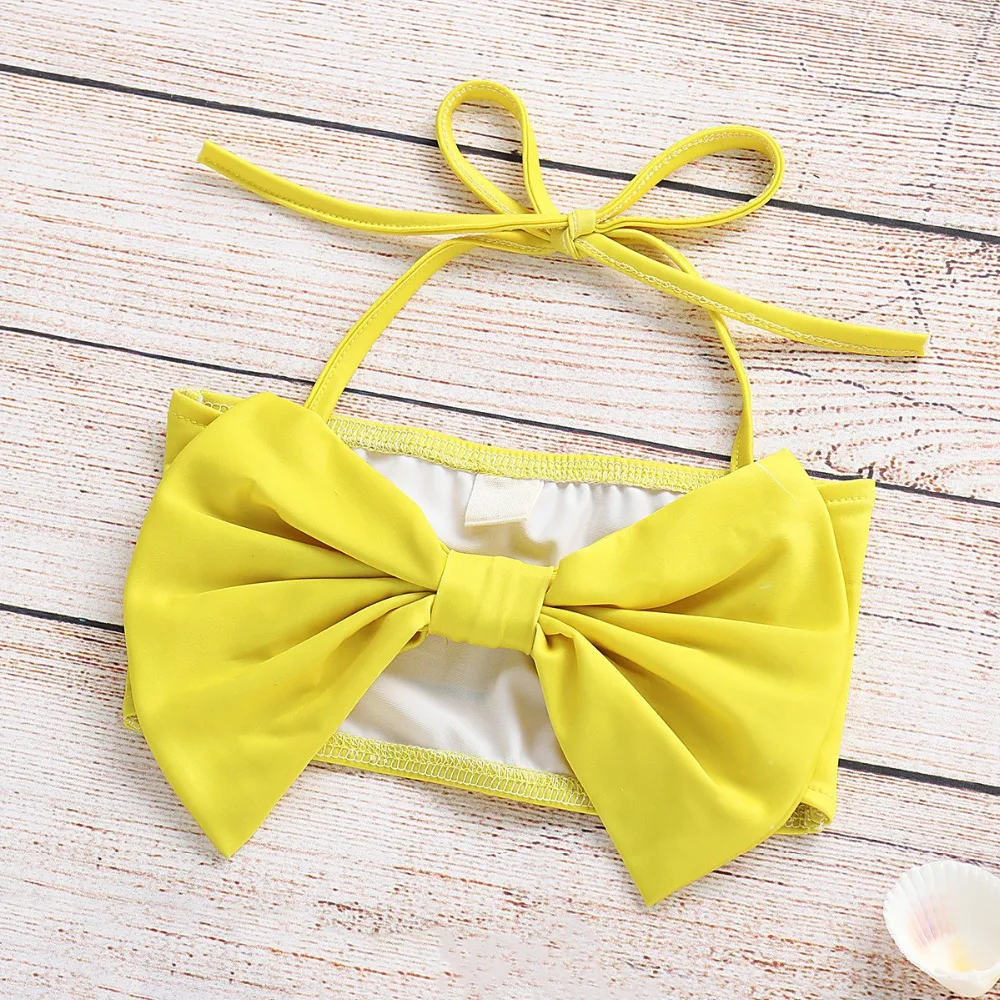 2 шт. топ-труба с бантом на шее для маленьких девочек + полосатые шорты бикини