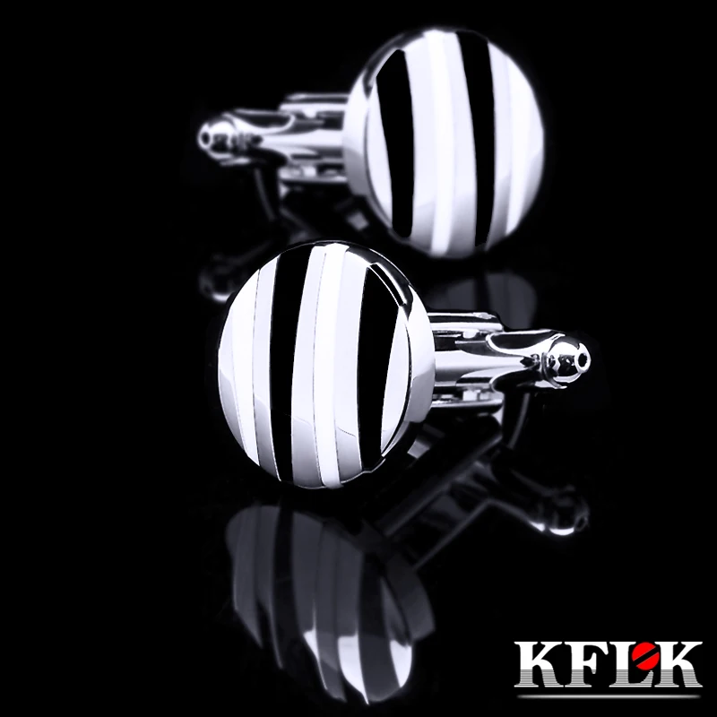 

Kflk Jewelry Shirt Cufflink For Mens Brand Enamel Round Cuff Link Wholesale Wedding Buttons Male High Quality guests