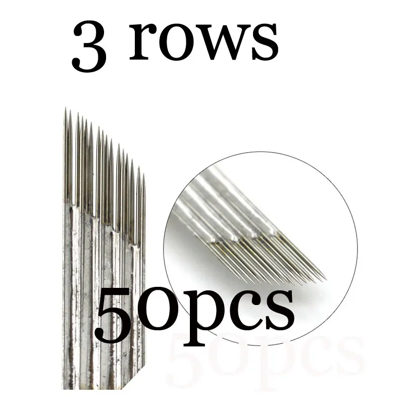 3 rows 16pins 50pcs 50/100 шт двухрядные ручная игла Ручка лезвия 15 контактов, микро лезвия, Перманентный макияж, микро лезвия, для тату бровей, 3D вышивка - Габаритные размеры: 3 rows 16pins 50pcs