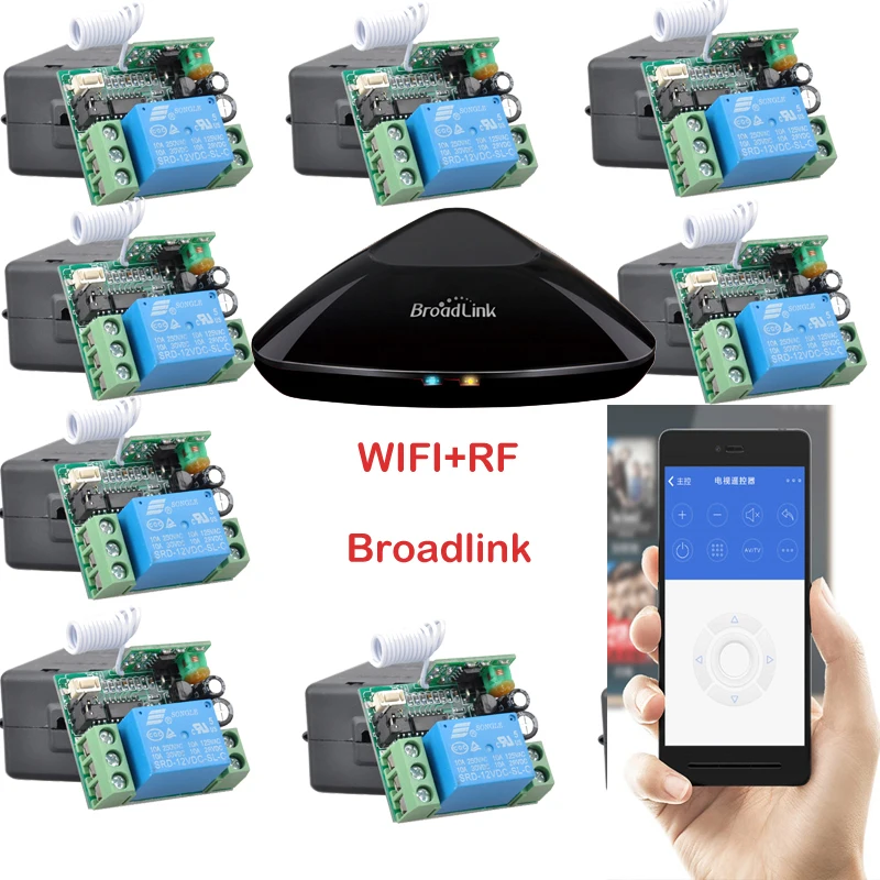 Broadlink RM Pro + 12 приемников iphone/android WIFI RF В постоянного тока 1 канальный беспроводной