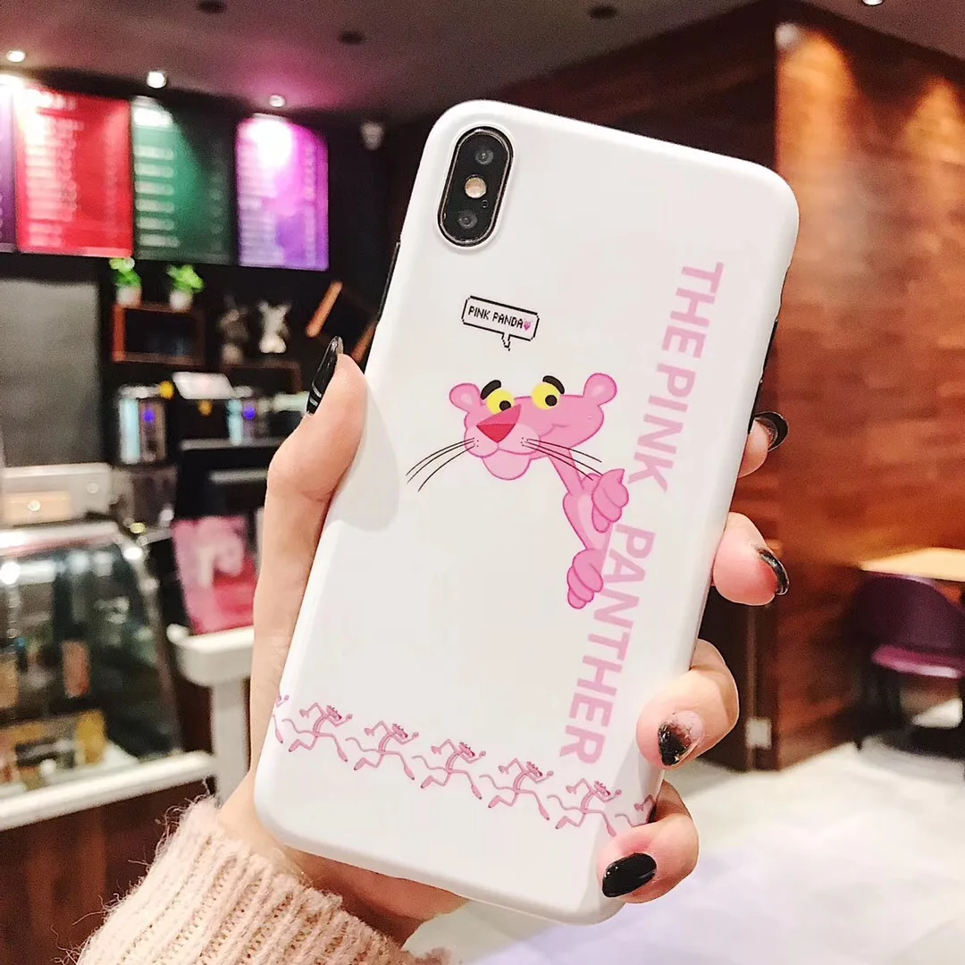 Cute cartoon expression package Pink Panther Victoria Case For iPhone 6 6s 7 8 Plus X XS MAX XR Luxury white secret imd Cover |