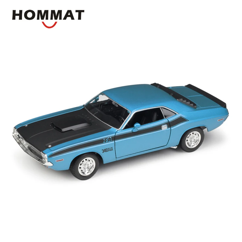 Blue Hommate Simulation Welly 1:24 Scale 1970 Dodge Challenger T \ A Модель из сплава мышц литые игрушечные машинки Коллекционная модель автомобиля - Цвет: Blue