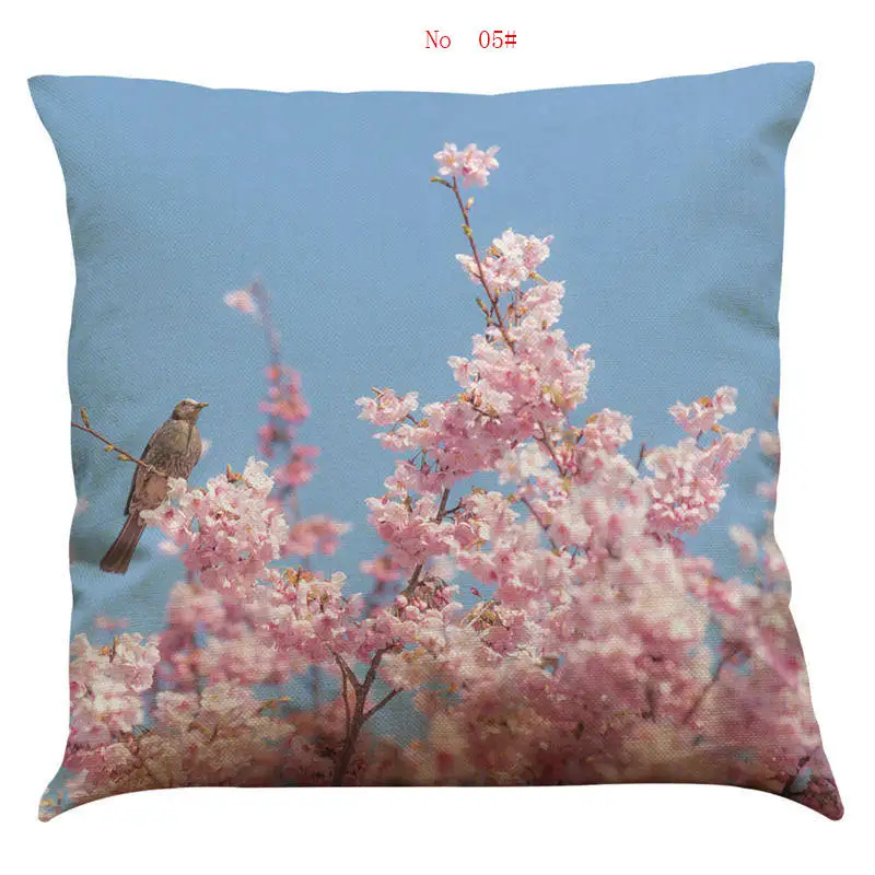 45cm*45cm Pink cherry blossoms pattern linen/cotton throw pillow covers couch cushion cover home decorative pillows | Дом и сад