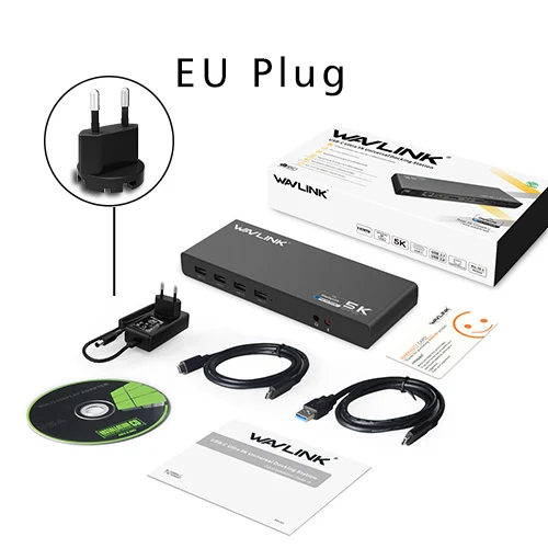 Черный Wavlink док-станция для ноутбука Универсальный 5 к USB-C двойной 4 к дисплей USB 3,0 ВИДЕО гигабитный Ethernet w/HDMI/Дисплей порт для Mac OS - Цвет: Черный